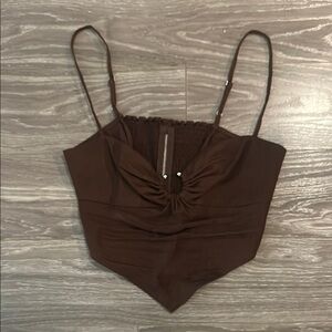 Reformation Brown Ruched Bustier Camisole